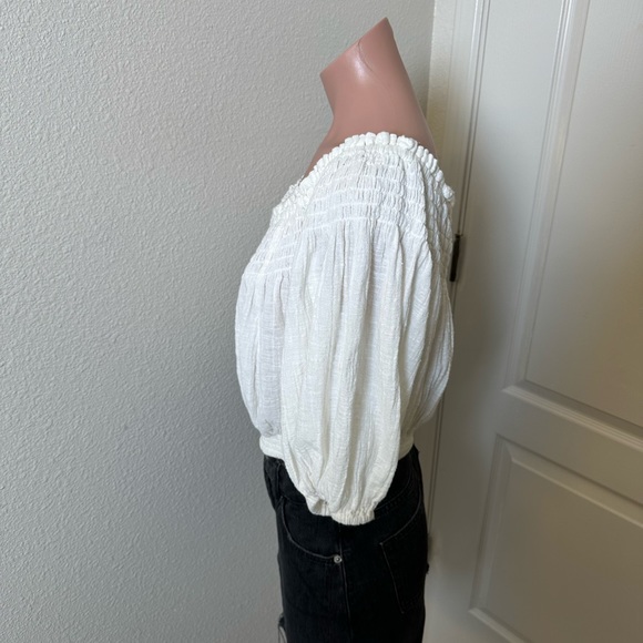 Free People/ We the free “Dancing Til Dawn”White Billowy Gauzy Peasant crop - Picture 6 of 6